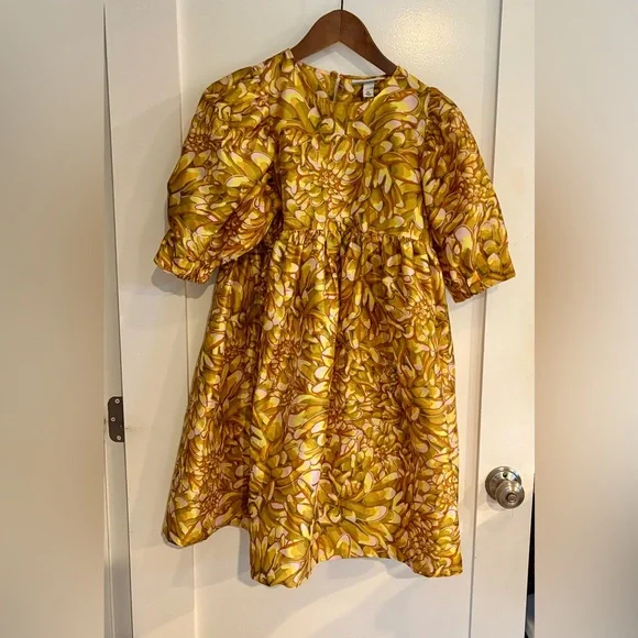 Kika Vargas x Target Gold Mum Floral Puff Sleeve Dress XS - Picture 2 of 10